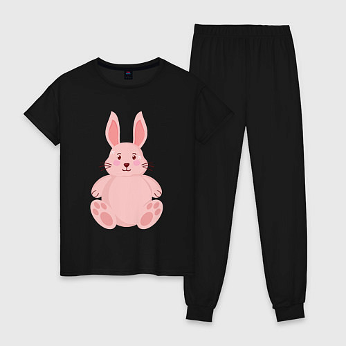 Женская пижама Розовый зайчонок / Черный – фото 1