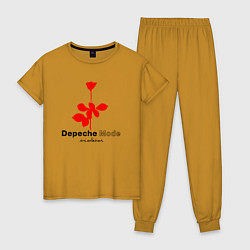 Пижама хлопковая женская Depeche Mode - Violator album logo, цвет: горчичный