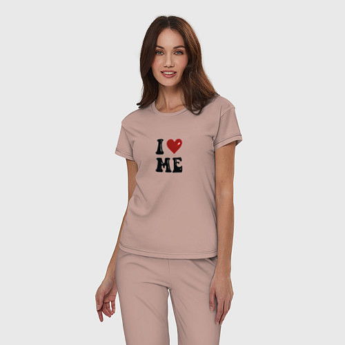 Женская пижама I love me - heart y2k / Пыльно-розовый – фото 3