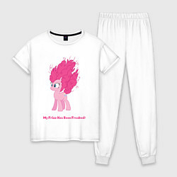 Пижама хлопковая женская Пинки Пай с гривой дыбом, цвет: белый