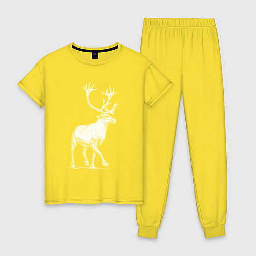 Женская пижама Северный олень белый спереди / Желтый – фото 1