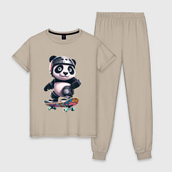 Женская пижама Cool panda on a skateboard - extreme