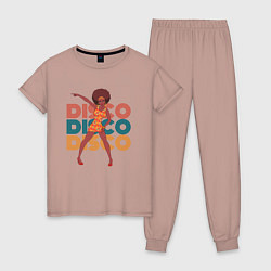 Пижама хлопковая женская Disco girl, цвет: пыльно-розовый