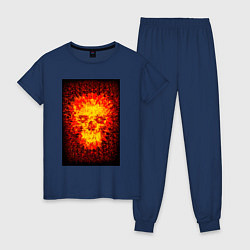 Пижама хлопковая женская Череп из огня, цвет: тёмно-синий