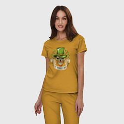 Пижама хлопковая женская St Patrick day, цвет: горчичный — фото 2