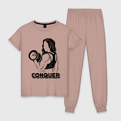 Пижама хлопковая женская Conquer, цвет: пыльно-розовый