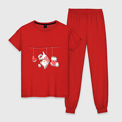 Пижама хлопковая женская Котик-подарок, цвет: красный
