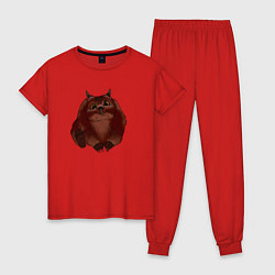 Пижама хлопковая женская Детеныш Медвесыча, цвет: красный