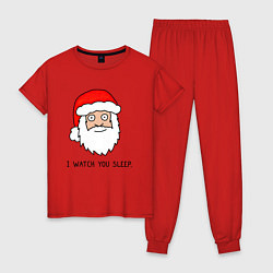 Пижама хлопковая женская Криповый Санта, цвет: красный