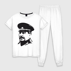 Пижама хлопковая женская Сталин в фуражке, цвет: белый