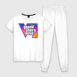 Пижама хлопковая женская GTA 6 art, цвет: белый