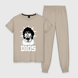 Пижама хлопковая женская Dios Diego Maradona, цвет: миндальный