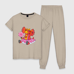 Пижама хлопковая женская Сирена - дракоша 3, цвет: миндальный