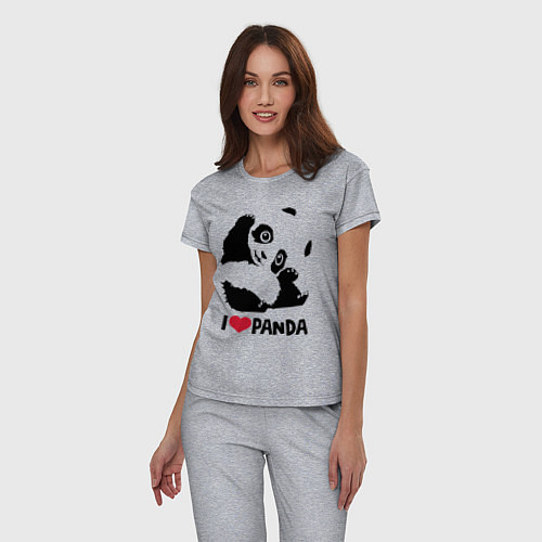 Женская пижама I love panda / Меланж – фото 3