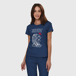 Пижама хлопковая женская Рыбка едет на велосипеде, цвет: тёмно-синий — фото 2