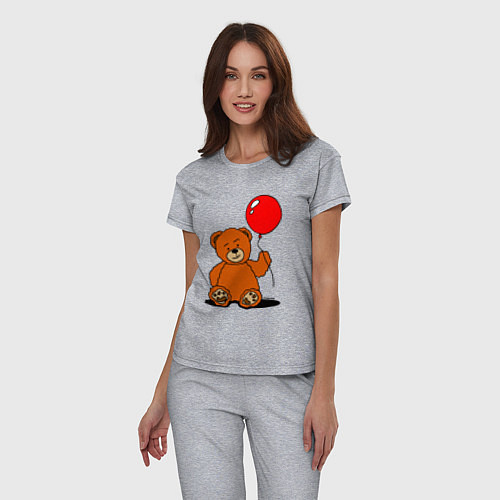 Женская пижама Плюшевый медведь с воздушным шариком / Меланж – фото 3