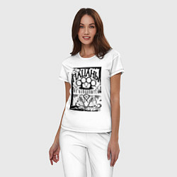 Пижама хлопковая женская Пацаны не извиняются на фоне костета, цвет: белый — фото 2