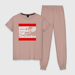 Пижама хлопковая женская Dont sweat the Technics, цвет: пыльно-розовый