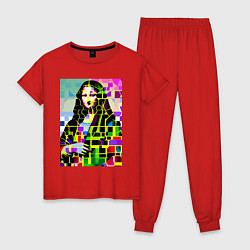 Пижама хлопковая женская Mona Lisa - mosaic pop art, цвет: красный