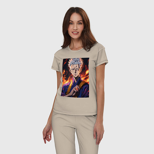 Женская пижама Satoru Gojo магическая битва / Миндальный – фото 3