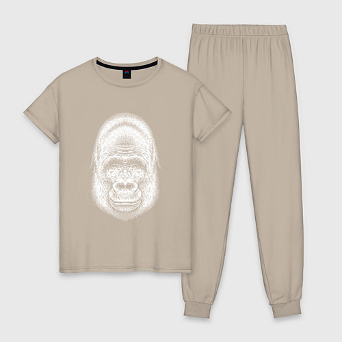 Женская пижама Морда веселой гориллы / Миндальный – фото 1