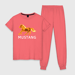 Пижама хлопковая женская Mustang firely art, цвет: коралловый