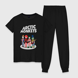 Пижама хлопковая женская Arctic Monkeys clowns, цвет: черный