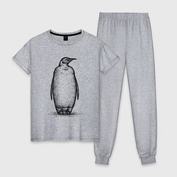 Пижама хлопковая женская Пингвин стоит, цвет: меланж
