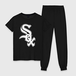 Пижама хлопковая женская Chicago white sox - baseball, цвет: черный