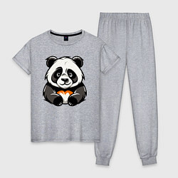 Пижама хлопковая женская Милая панда лежит, цвет: меланж