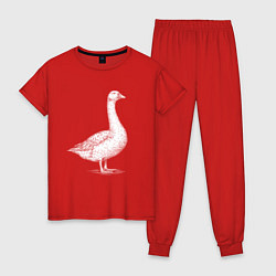 Пижама хлопковая женская Профиль утки, цвет: красный