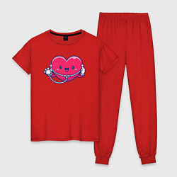 Пижама хлопковая женская Сердечко медика, цвет: красный