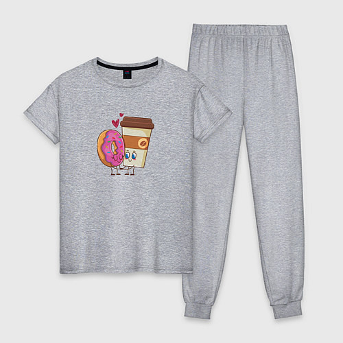 Женская пижама Любовь кофе и пончик / Меланж – фото 1