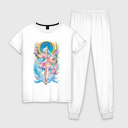 Пижама хлопковая женская Девушка в стиле аниме, цвет: белый