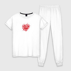 Пижама хлопковая женская Love k-pop, цвет: белый