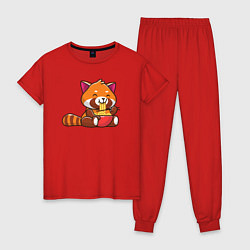 Женская пижама Красная панда ест лапшу