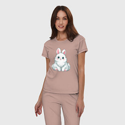 Пижама хлопковая женская Пушистый аниме кролик, цвет: пыльно-розовый — фото 2