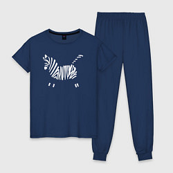 Пижама хлопковая женская Зебра минимализм, цвет: тёмно-синий