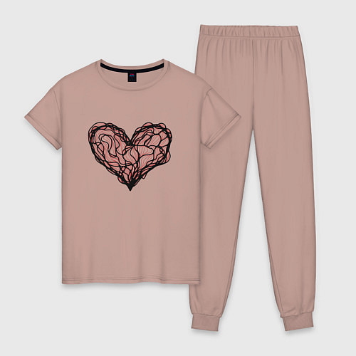 Женская пижама Нейрографическое сердце / Пыльно-розовый – фото 1