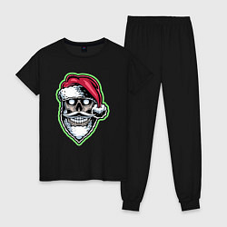 Пижама хлопковая женская Dead Santa, цвет: черный