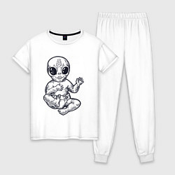 Пижама хлопковая женская Baby alien, цвет: белый