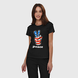 Пижама хлопковая женская USA peace, цвет: черный — фото 2