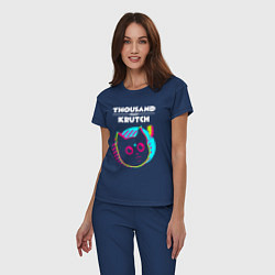 Пижама хлопковая женская Thousand Foot Krutch rock star cat, цвет: тёмно-синий — фото 2