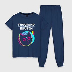 Пижама хлопковая женская Thousand Foot Krutch rock star cat, цвет: тёмно-синий