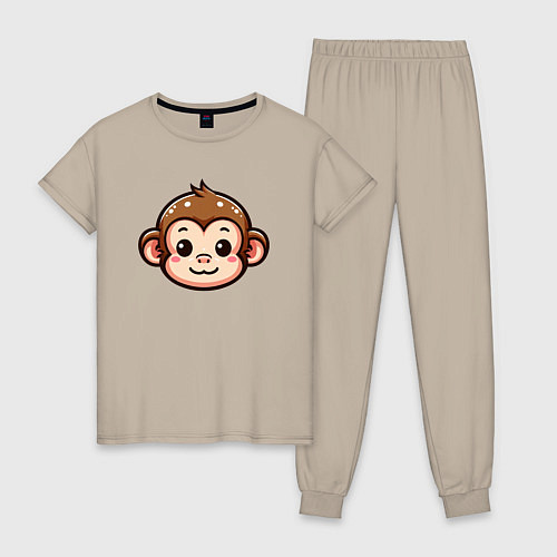 Женская пижама Мордочка обезьяны / Миндальный – фото 1