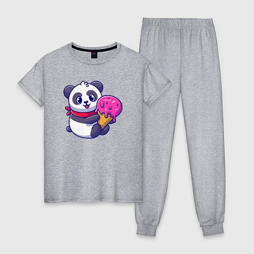 Женская пижама Панда и мороженое / Меланж – фото 1