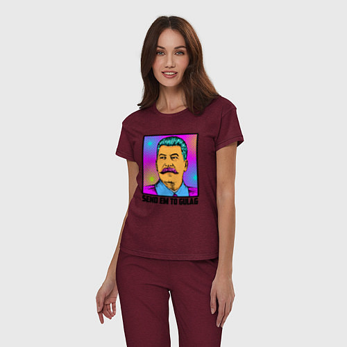 Женская пижама Send em to gulag / Меланж-бордовый – фото 3