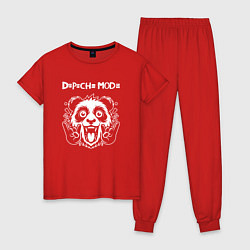 Пижама хлопковая женская Depeche Mode rock panda, цвет: красный