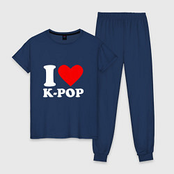 Пижама хлопковая женская Я люблю k-pop, цвет: тёмно-синий