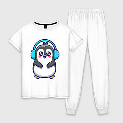 Пижама хлопковая женская Милый пингвинчик, цвет: белый